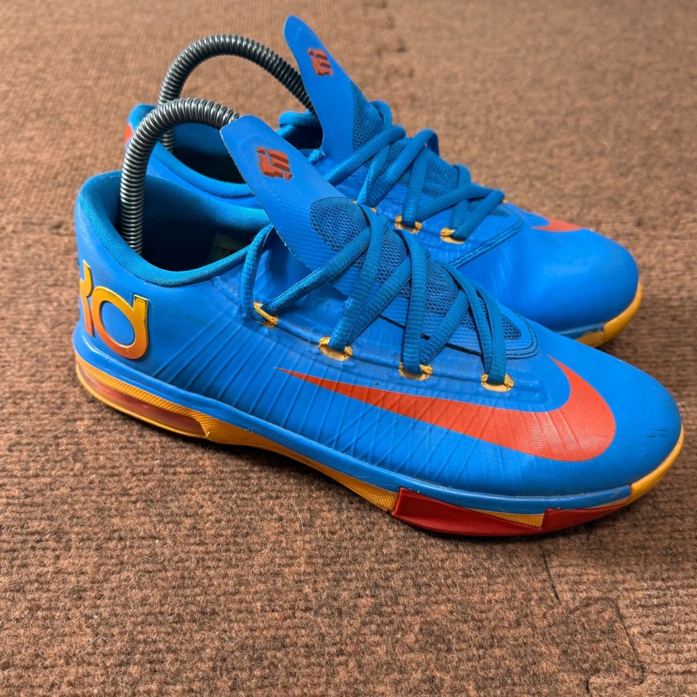 Nike KD 6 OKC Away Blue Orange Yellow Kids Basketball Shoes 599477-401 Size 5.5Y